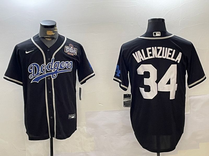 Men Los Angeles Dodgers 34 Valenzuela Black Game 2024 Nike MLB Jersey style 10292